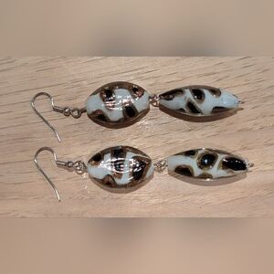Elegant Brown and White Earrings